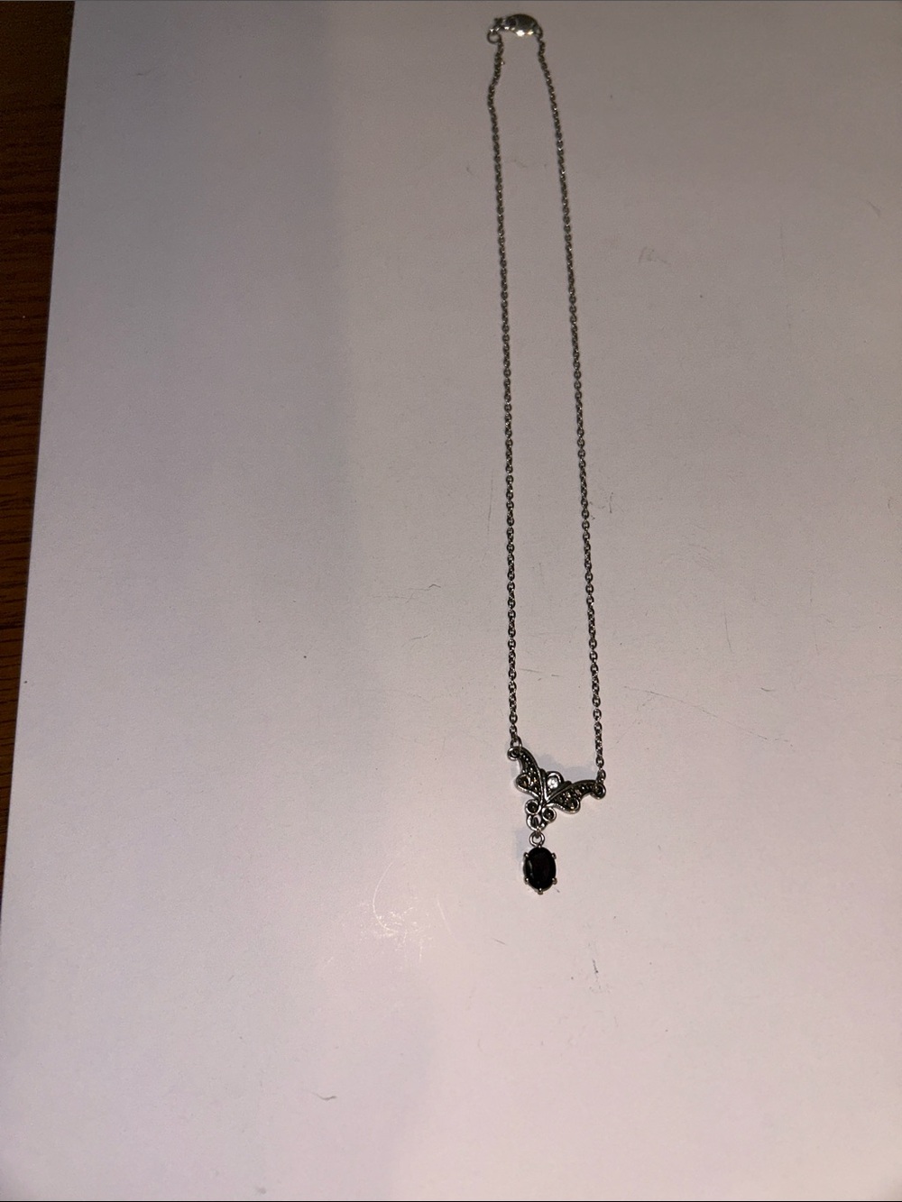 Avon Silver-Tone Filigree Necklace with purple Stone